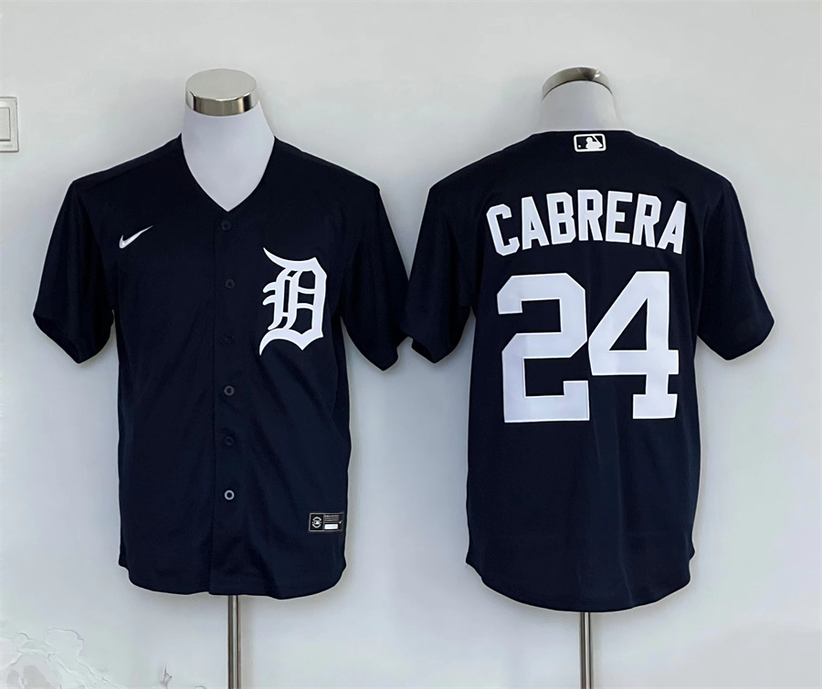 Men's Detroit Tigers Miguel Cabrera #24 Navy Jersey